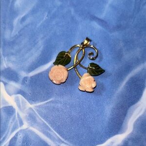 Elegant Gold and Pink Floral Costume Pendant